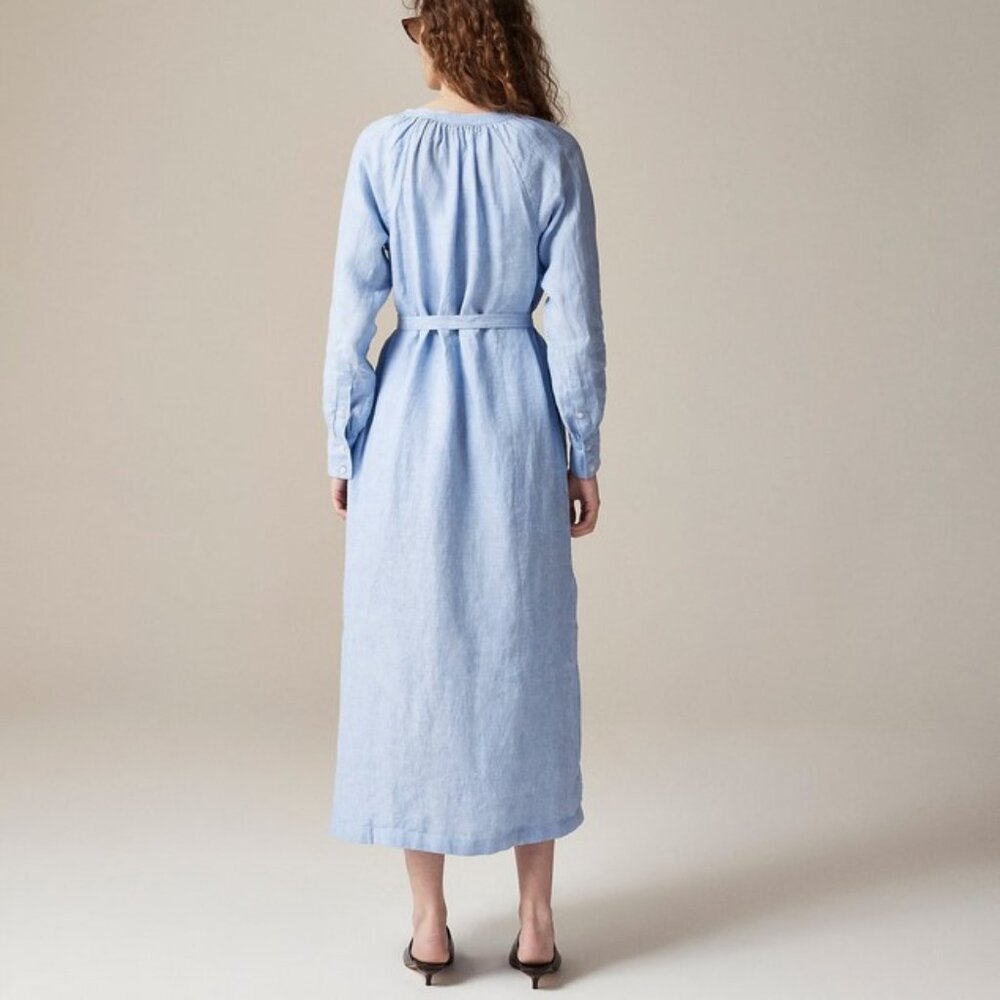 J. Crew Light Blue Linen Maxi Shirt Dress - Picture 7 of 15